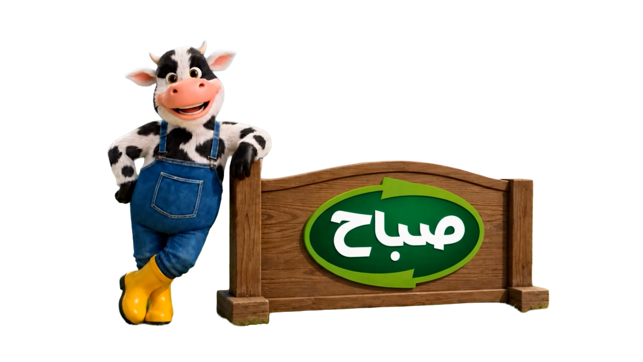 بقرة صباح بجوار لافتة العلامة